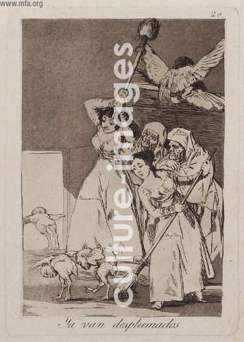 Ya van desplumados. (There they go plucked (i.e. fleeced). Plate 20 from the series Los Caprichos