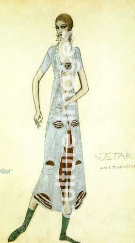 Léon Bakst, Kostümentwurf für Ida Rubinstein in der Hauptrolle von Ishtar