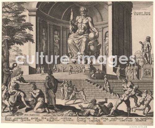 Philipp Galle, The Statue of Jupiter at Olympia (from the series The Eighth Wonders of the World) After Maarten van Heemskerck