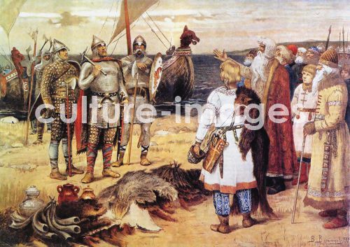 Viktor Michailowitsch Wasnezow, The Invitation of the Varangians: Rurik and his brothers arrive in Staraya Ladoga