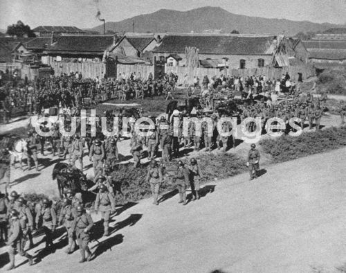 Mukden Incident. Japanese troops gathered outside Mukden, Manchuria, 18 September 1931