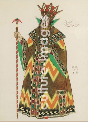 Iwan Jakowlewitsch Bilibin, Tsar Saltan. Costume design for the opera The Tale of Tsar Saltan by N. Rimsky-Korsakov