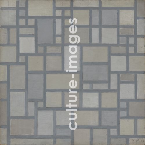 Piet Mondrian, Komposition in hellen Farben mit grauen Linien (Rasterkomposition 7) Piet Mondrian, Komposition in hellen Farben mit grauen Linien (Rasterkomposition 7)