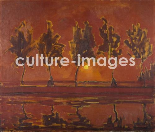 Piet Mondrian, Trees on the Gein with moon rising Piet Mondrian, Trees on the Gein with moon rising