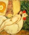 Marc Chagall, Frauenakt auf weißem Hahn