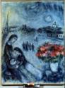 Marc Chagall, Die Neuvermählten mit Paris im Hintergrund
