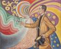 Paul Signac, Opus 217. Auf dem Email eines rhythmischen Fonds aus Maßen und Winkeln, Tönen und Farben, das Porträt von H. Félix Fénéon im Jah