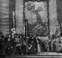 Wladimir Lenin und Jakow Swerdlow vor der Gedenktafel für die Opfer der Revolution