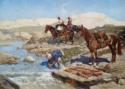 Franz Roubaud, Tscherkessische Reiter an einem Fluss
