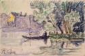 Paul Signac, Fischerboot in der Nähe des Ufers der Seine