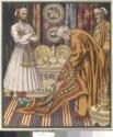 Iwan Jakowlewitsch Bilibin, Prinz Ali kauft einen Teppich. Illustration für Arabische Märchen