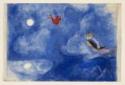 Marc Chagall, Aleko und Semphira im Mondschein. Bühnenbildentwurf zur Ballett Aleko von P. Tschaikowski