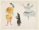 Marc Chagall, Der Banduraspieler, Bär und Semphira. Kostümentwurf zur Ballett Aleko von P. Tschaikowski