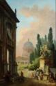 Hubert Robert, Blick auf Rom mit dem Pferd-Zähmer auf dem Quirinal Hügel