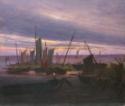 Caspar David Friedrich, Schiffe im Hafen am Abend (Nach Sonnenuntergang)