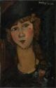 Amedeo Modigliani, Kopf einer Frau mit Hut. (Lolotte)