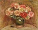 Pierre Auguste Renoir, Rosenstrauss in grüner Vase