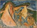 Ernst Ludwig Kirchner, Fehmarndüne mit Badenden unter Japanschirmen