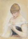 Pierre Auguste Renoir, Junge Frau mit einer Blume. Bildnis der Schauspielerin Jeanne Samary