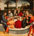 Lucas Cranach der Jüngere, Martin Luther unter den Aposteln beim Abendmahl. Mitteltafel des Reformationsaltars