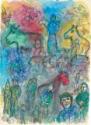 Marc Chagall, Chagall, Marc (1887-1985), Célébration au village sur fond multicolore, Gouache, Tempera auf Papier, Moderne, um 1976, Russland, Privatsammlung,  VG-Bild-Kunst Bonn.