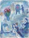 Marc Chagall, Chagall, Marc (1887-1985), La lecture au couple entre Vitebsk et Paris, Tempera und Öl auf Karton, Moderne, um 1980, Russland, Privatsammlung,  VG-Bild-Kunst Bonn.