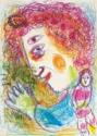 Marc Chagall, Chagall, Marc (1887-1985), Profil coloré aux trois yeux et aux boucles avec danseuse, Pastell, Filz-, Graphit- und Kugelschreiber auf Papier, Moderne, um 1967, Russland, Privatsammlung,  VG-Bild-Kunst Bonn.
