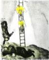 Marc Chagall, Chagall, Marc (1887-1985), Die Jakobsleiter, Radierung, Aquarell, Moderne, 1957, Russland, Privatsammlung,  VG-Bild-Kunst Bonn.