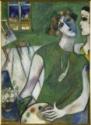 Marc Chagall, Chagall, Marc (1887-1985), Autoportrait en vert (Selbstbildnis in Grün), Öl auf Karton, Russische Avantgarde, 1914, Russland, Musée national d'art moderne, Centre Georges Pompidou, Paris,  VG-Bild-Kunst Bonn.