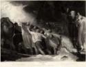 George Romney, Romney, George (1734-1802), Szene aus dem Theaterstück Der Sturm (The Tempest) von William Shakespeare, Lithografie, Neoklassizismus, 1797, Großbritannien, Privatsammlung, .
