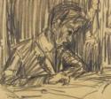 Ernst Ludwig Kirchner, Kirchner, Ernst Ludwig (1880-1938), Selbstbildnis, Schwarze Kreide auf Papier, Expressionismus, um 1905-1906, Deutschland, Privatsammlung, .