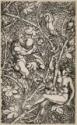 Hans Sebald Beham, Satyr und Nymphe mit Vögeln. Modul einer Tapete