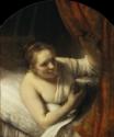 Rembrandt van Rhijn, Junge Frau im Bett